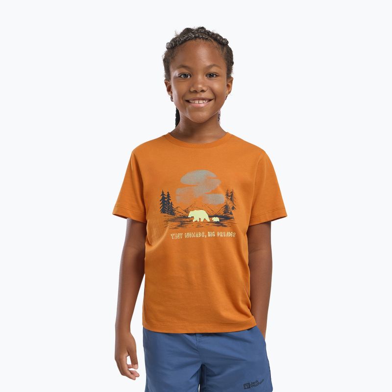 Maglietta Jack Wolfskin da bambino Graphic Cotton T stampa morbida ambra 5