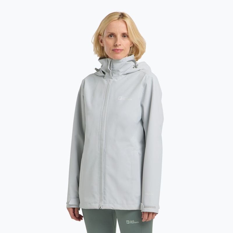 Jack Wolfskin giacca da pioggia da donna Trailtime 2L grigio freddo