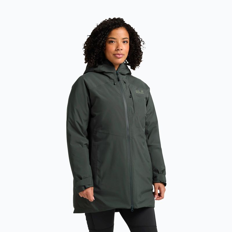Giacca antipioggia da donna Jack Wolfskin Icecape 2L Down Ins Rds verde ardesia