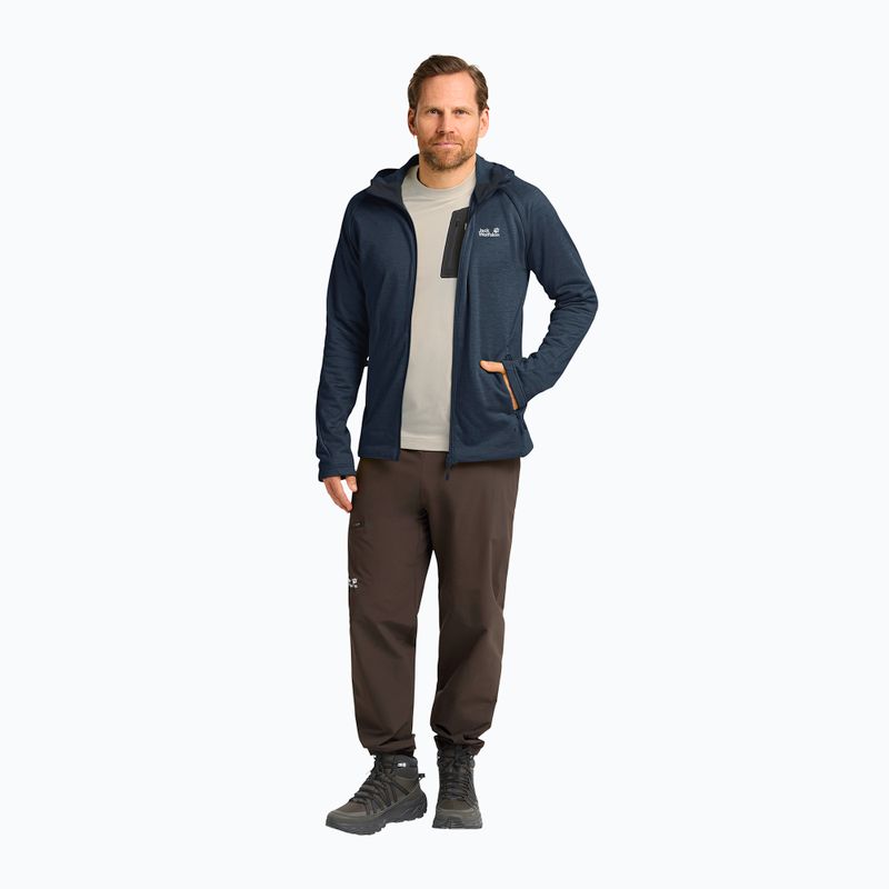 Felpa da trekking da uomo Jack Wolfskin Peak District con cappuccio e cerniera integrale midnight sky 2