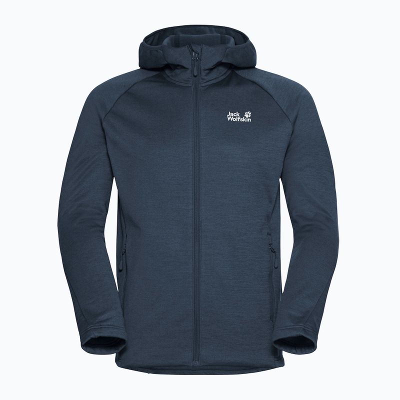 Felpa da trekking da uomo Jack Wolfskin Peak District con cappuccio e cerniera integrale midnight sky 7