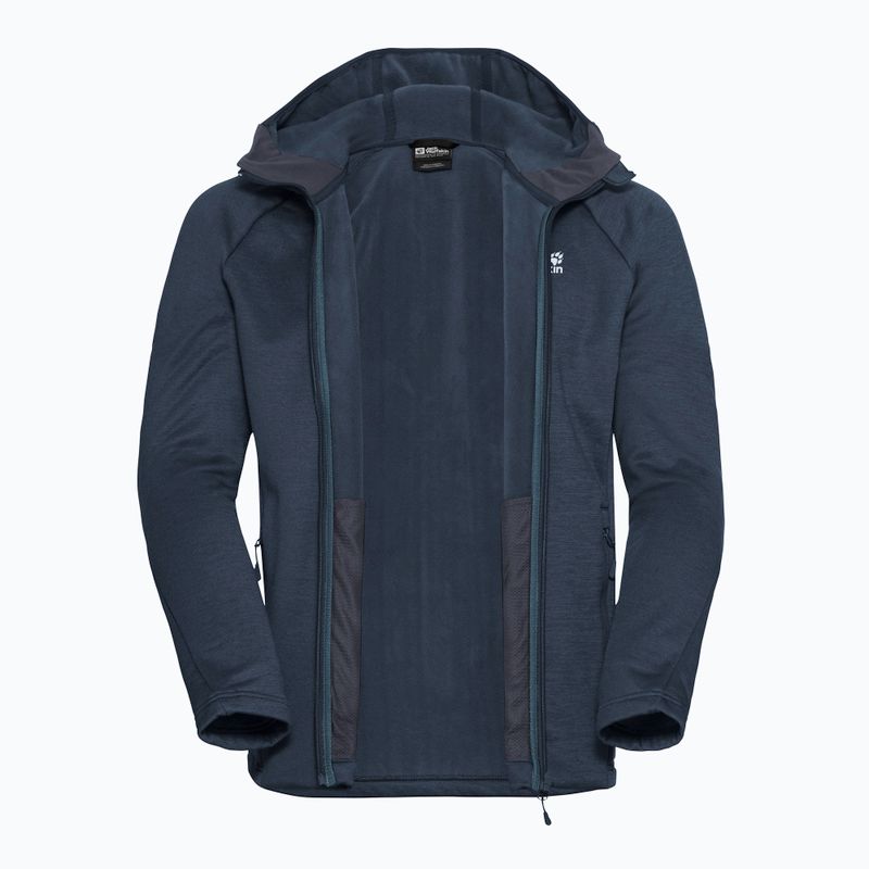 Felpa da trekking da uomo Jack Wolfskin Peak District con cappuccio e cerniera integrale midnight sky 9