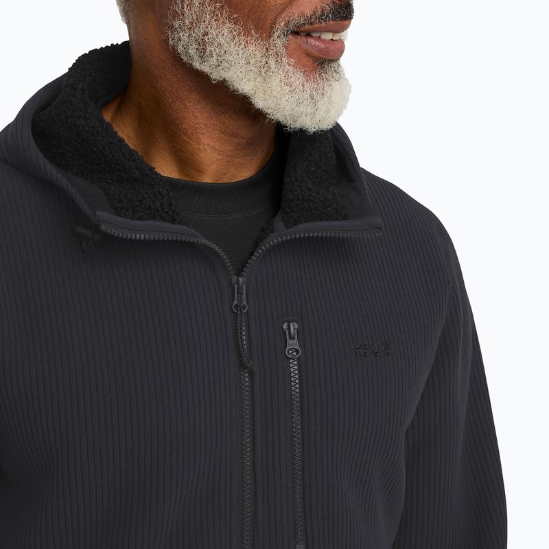 Felpa da trekking uomo Jack Wolfskin Lake Ridge con cappuccio nera 5