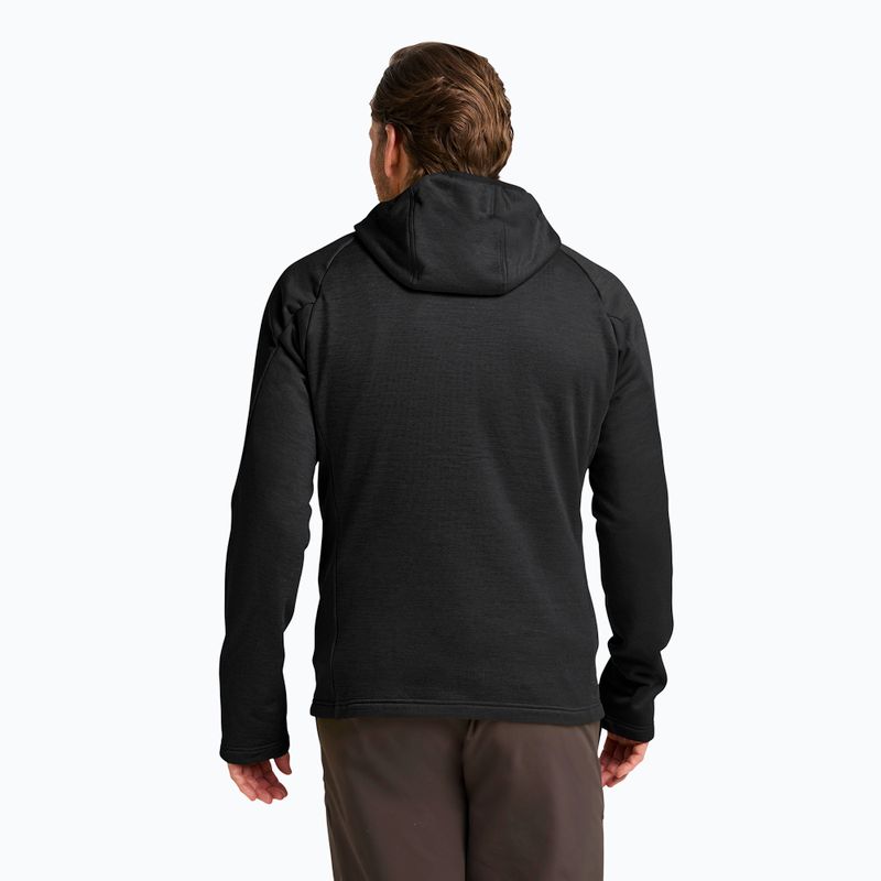 Felpa da trekking da uomo Jack Wolfskin Peak District con cappuccio e cerniera integrale nera 3