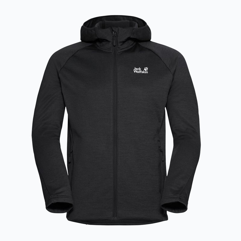 Felpa da trekking da uomo Jack Wolfskin Peak District con cappuccio e cerniera integrale nera 7