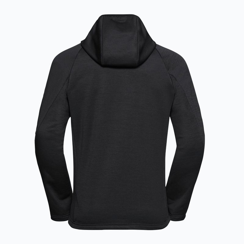 Felpa da trekking da uomo Jack Wolfskin Peak District con cappuccio e cerniera integrale nera 8