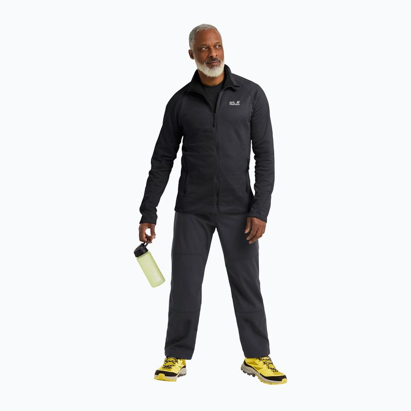 Felpa da trekking da uomo Jack Wolfskin Peak District Full Zip nera 2