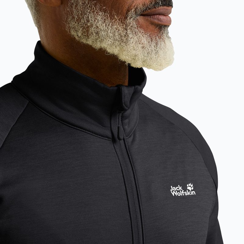 Felpa da trekking da uomo Jack Wolfskin Peak District Full Zip nera 4