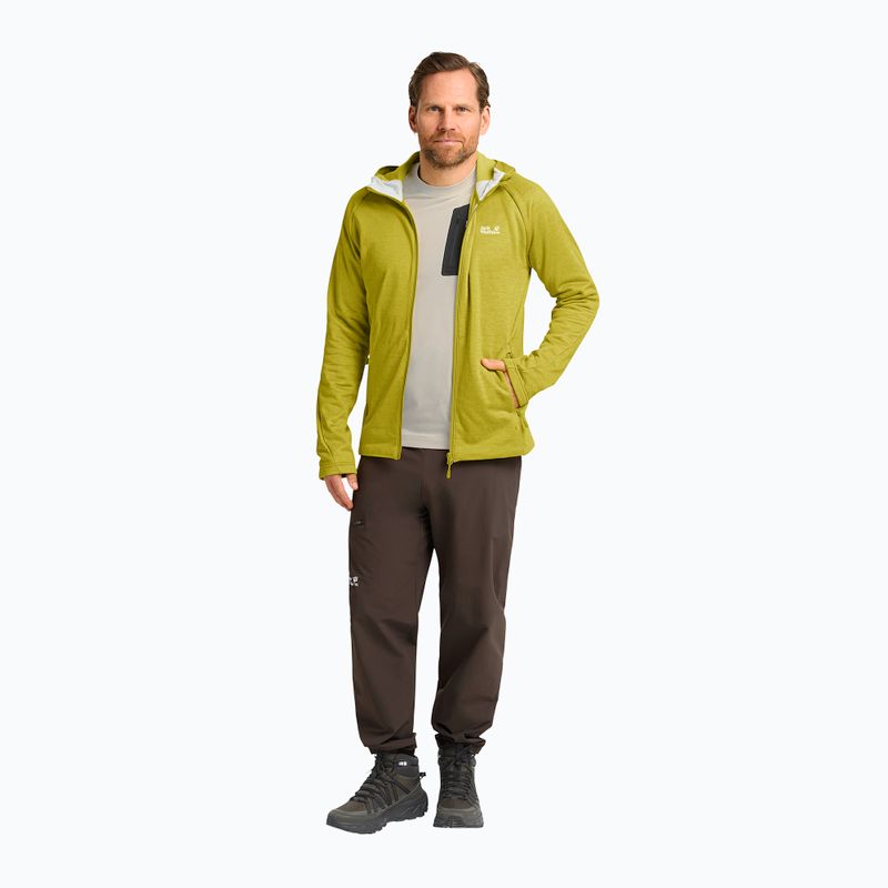 Felpa da trekking uomo Jack Wolfskin Peak District con cappuccio e zip integrale chartreuse 2