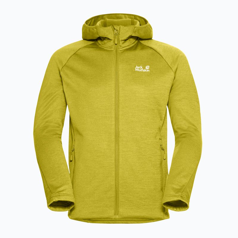 Felpa da trekking uomo Jack Wolfskin Peak District con cappuccio e zip integrale chartreuse 7