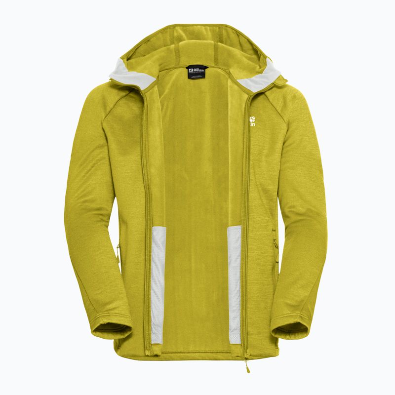 Felpa da trekking uomo Jack Wolfskin Peak District con cappuccio e zip integrale chartreuse 9