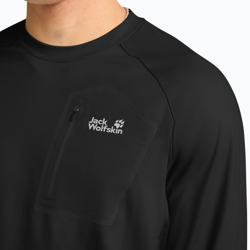 Maglia a maniche lunghe da uomo Jack Wolfskin Prelight Trail Crew nera 4