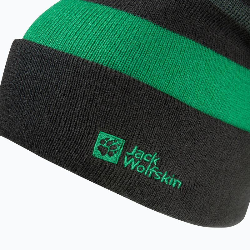 Cappello invernale per bambini Jack Wolfskin Stripy Knit verde ardesia/mistico 3