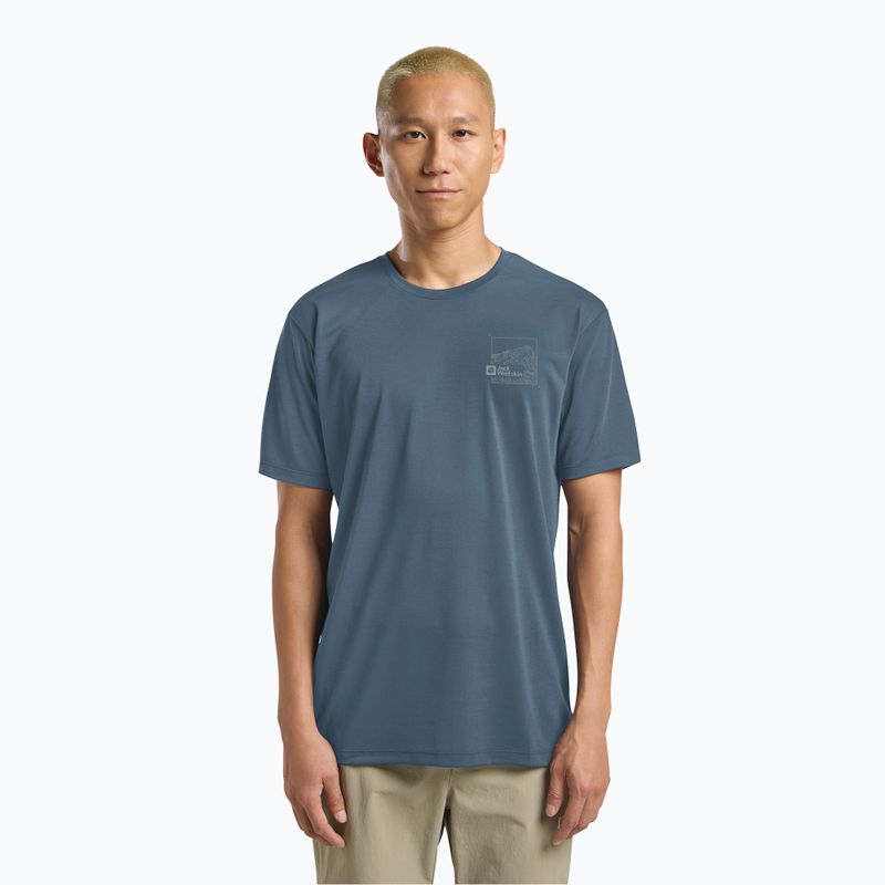 Maglietta da uomo Jack Wolfskin Vonnan Graphic peak trail midnight sky