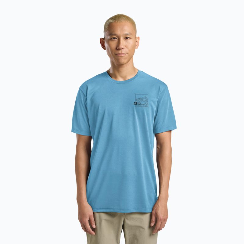 Maglietta da uomo Jack Wolfskin Vonnan Graphic peak trail sky blue