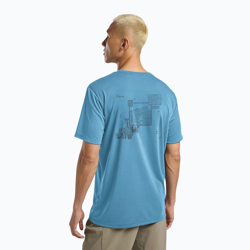 Maglietta da uomo Jack Wolfskin Vonnan Graphic peak trail sky blue 3