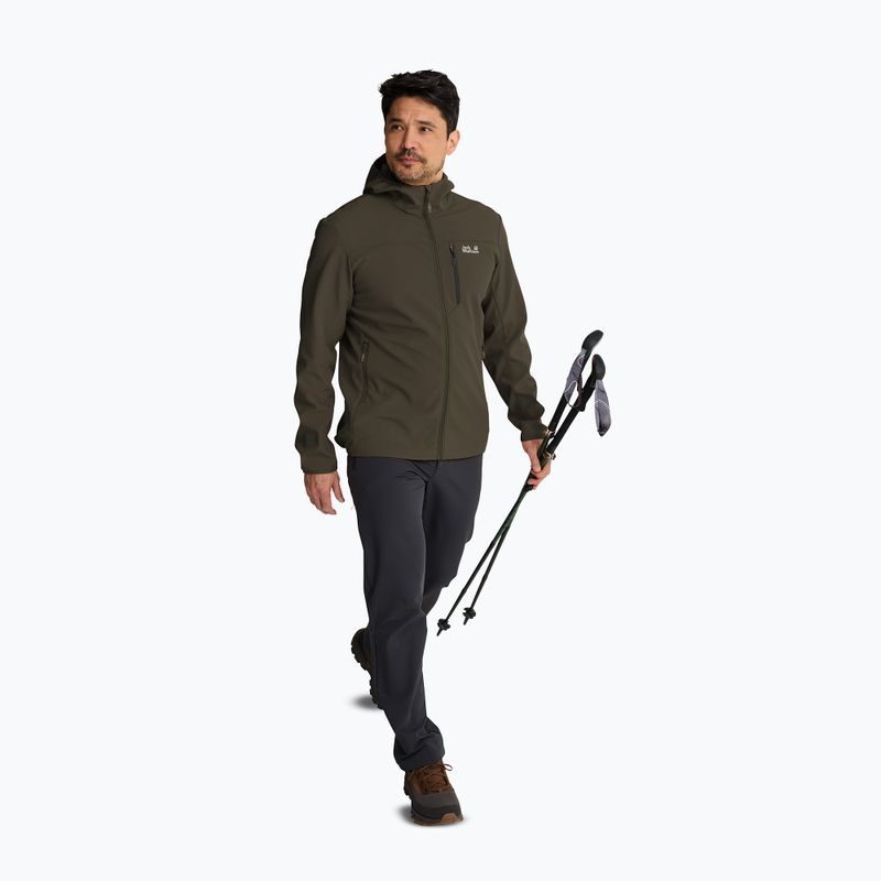 Giacca antivento da uomo Jack Wolfskin Wild Winds Hooded obsidian moss 2