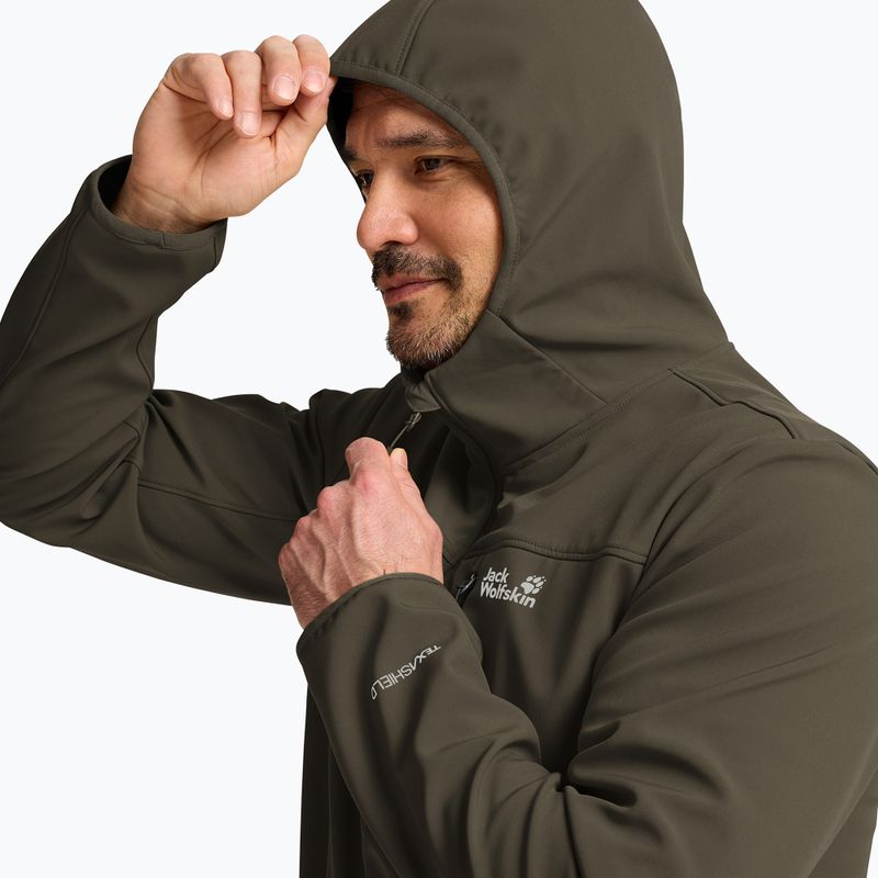 Giacca antivento da uomo Jack Wolfskin Wild Winds Hooded obsidian moss 4