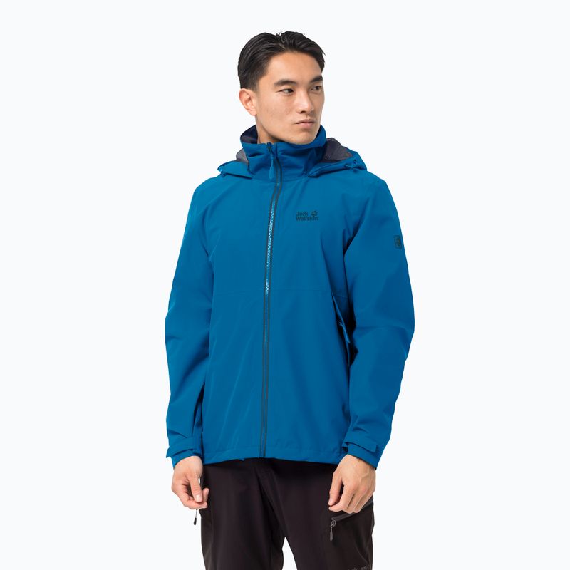 Jack Wolfskin giacca antipioggia da uomo Evandale blue pacific