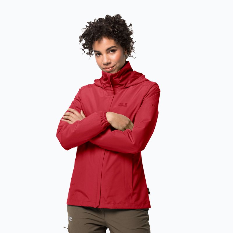 Jack Wolfskin Stormy Point, giacca antipioggia da donna, scarlatto brillante
