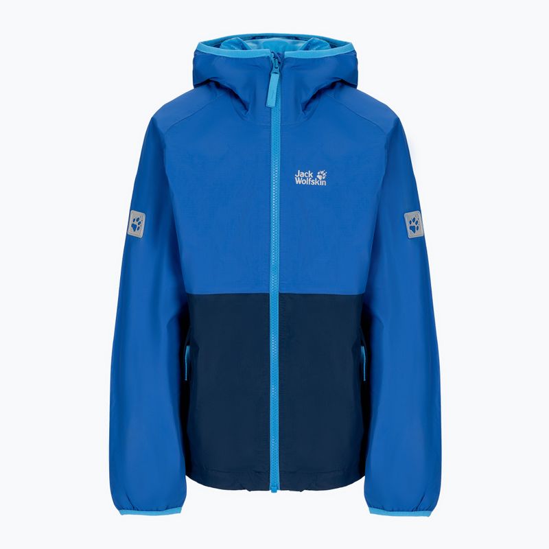 Jack Wolfskin Rainy Days, giacca antipioggia per bambini, blu costiera
