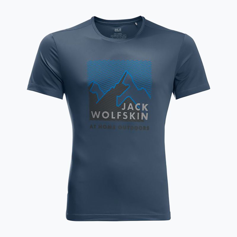 Maglietta da trekking Jack Wolfskin Peak Graphic da uomo, blu tuono