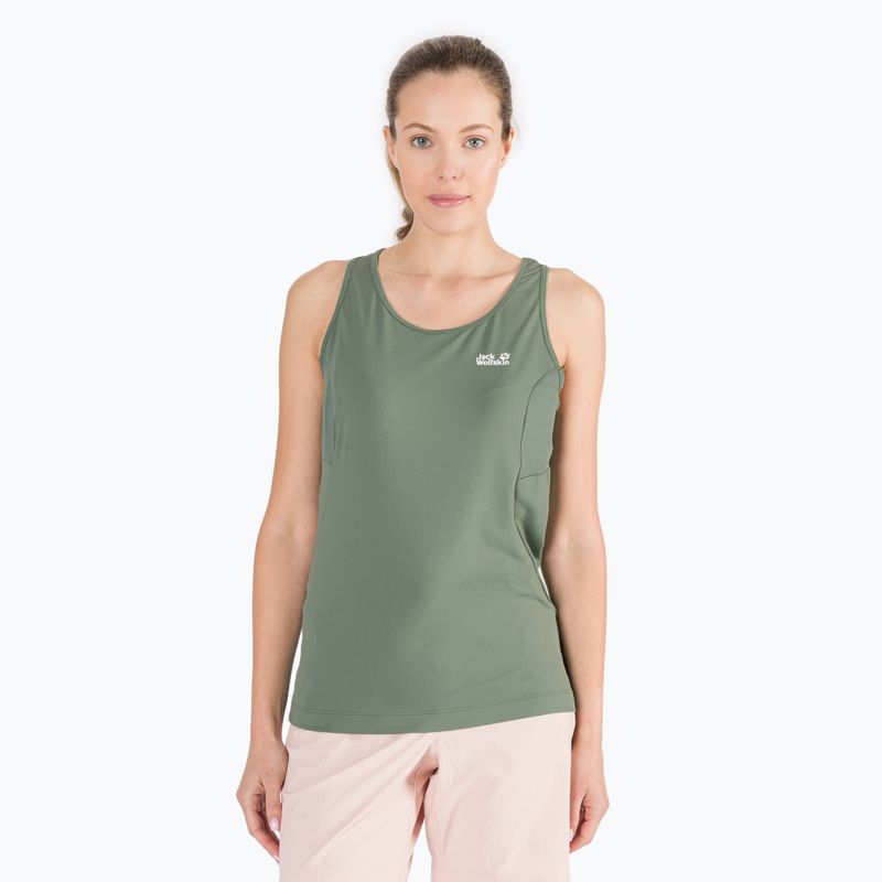 Maglietta da trekking Jack Wolfskin donna Narrows Tank hedge verde