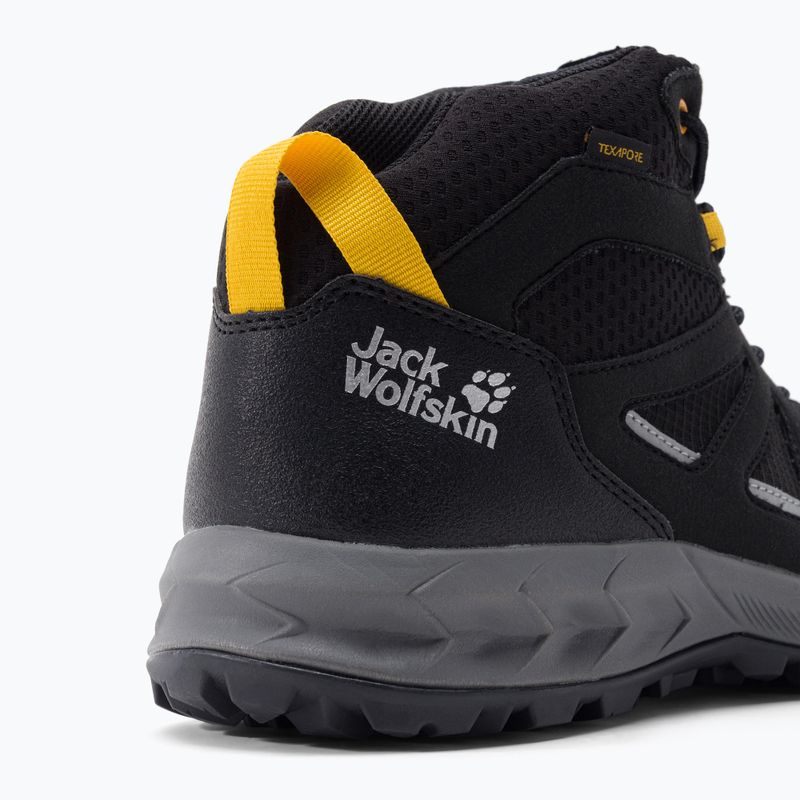 Jack Wolfskin stivali da trekking da uomo Woodland 2 Texapore Mid nero/giallo bordeaux xt 7