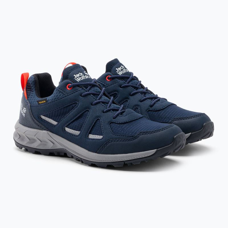 Jack Wolfskin Woodland 2 Texapore Low, stivali da trekking da uomo blu scuro/rosso 5