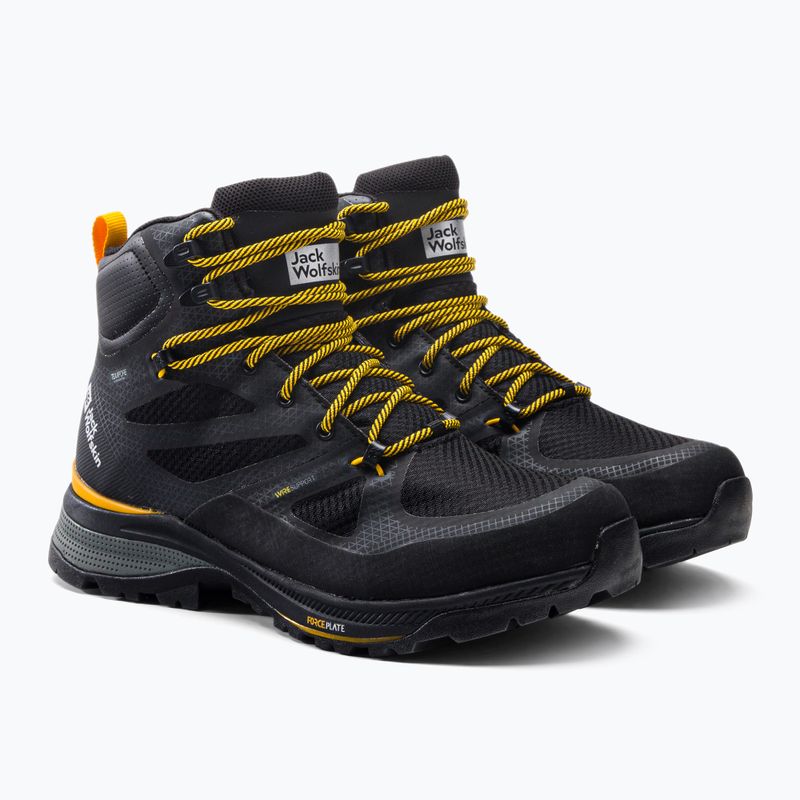 Jack Wolfskin uomo Force Striker Texapore Mid black/burly yellow xt trekking boots 5