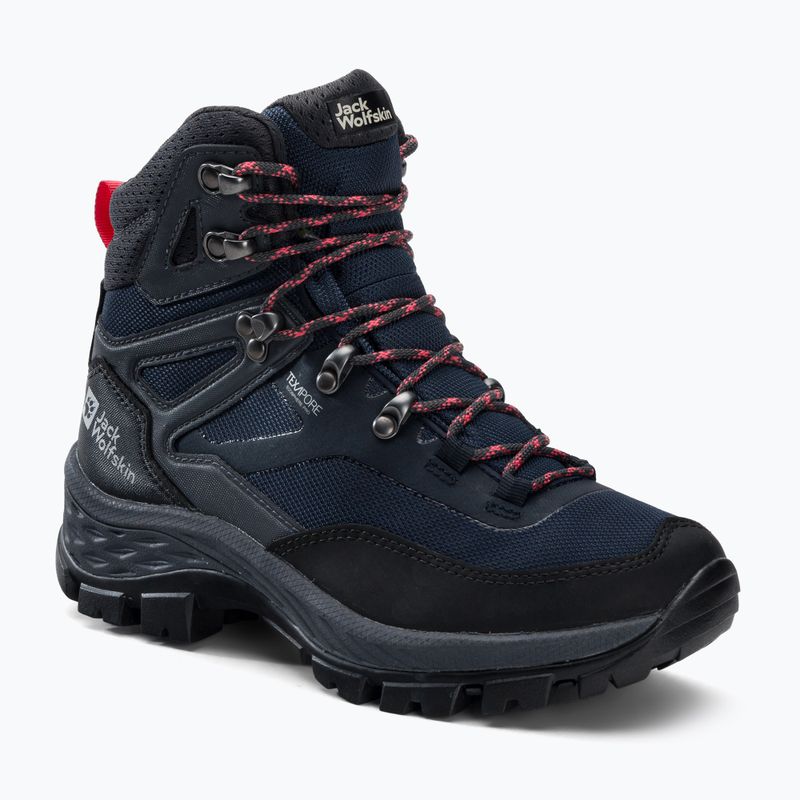 Stivali da trekking Jack Wolfskin da donna Rebellion Guide Texapore Mid blu/corallo