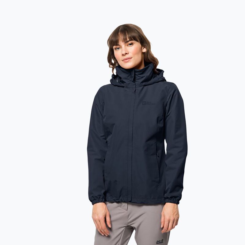 Jack Wolfskin Stormy Point 2L giacca da pioggia da donna blu notte