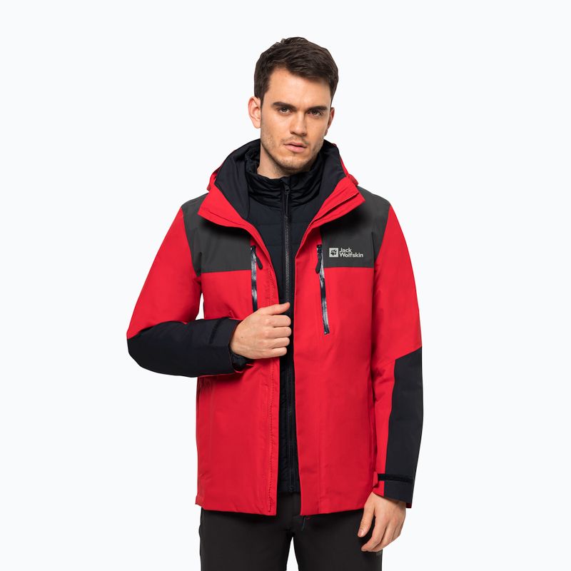 Jack Wolfskin Jasper giacca da pioggia da uomo rosso adrenalina