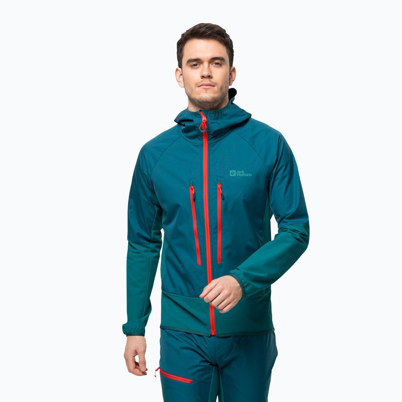 Jack Wolfskin giacca softshell da uomo Alpspitze Hoody blu corallo