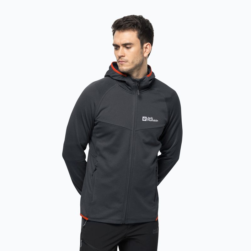 Giacca da trekking da uomo Jack Wolfskin Hydro Grid con cappuccio FZ phantom