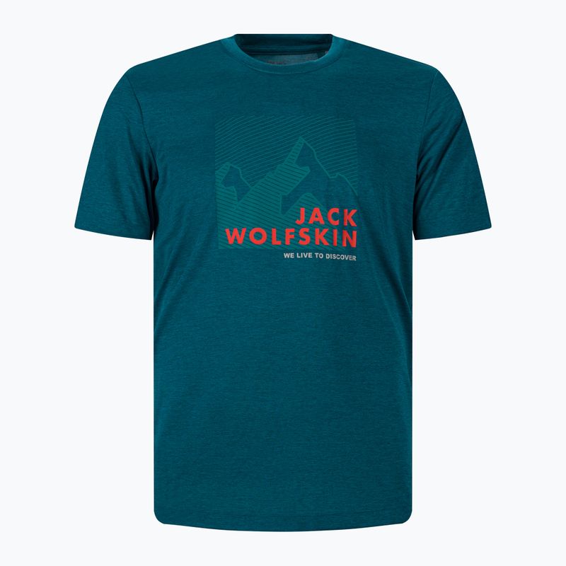 T-shirt Jack Wolfskin Hiking Uomo Graphic blu corallo 4