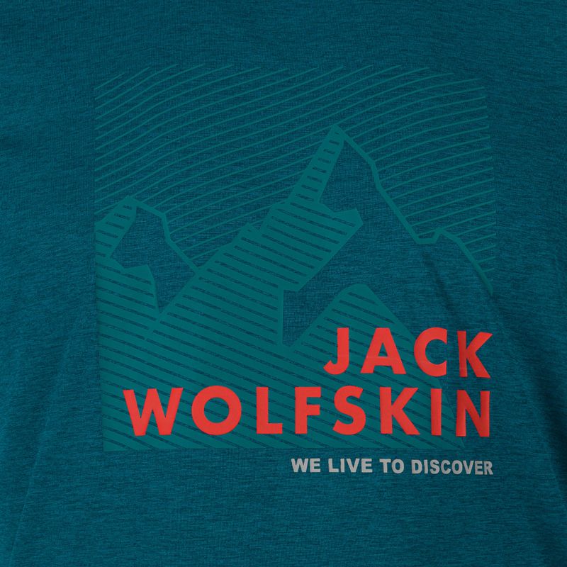 T-shirt Jack Wolfskin Hiking Uomo Graphic blu corallo 6
