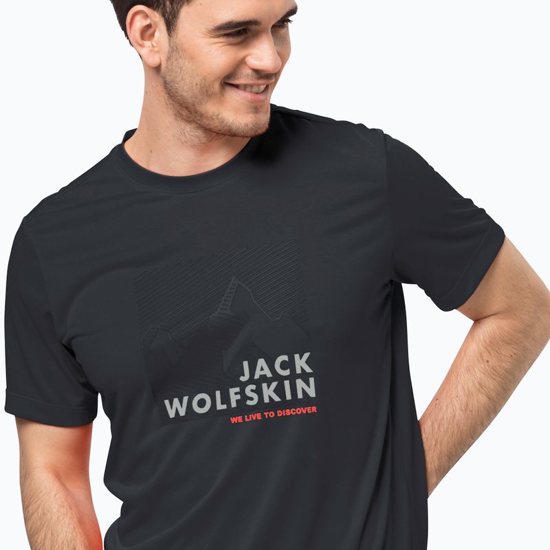 Maglietta Jack Wolfskin Hiking Graphic ebano da uomo 3