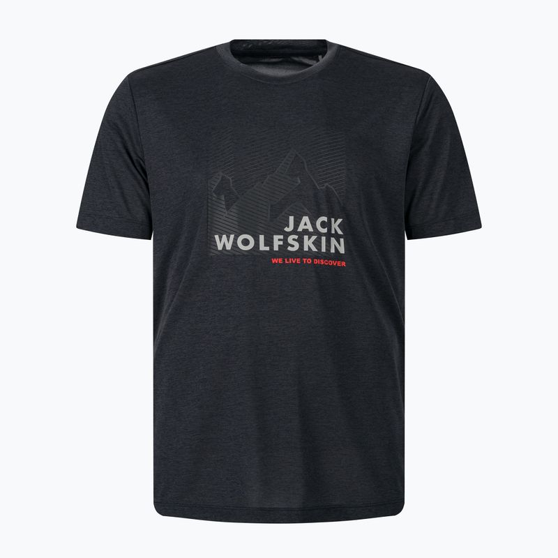 Maglietta Jack Wolfskin Hiking Graphic ebano da uomo 4