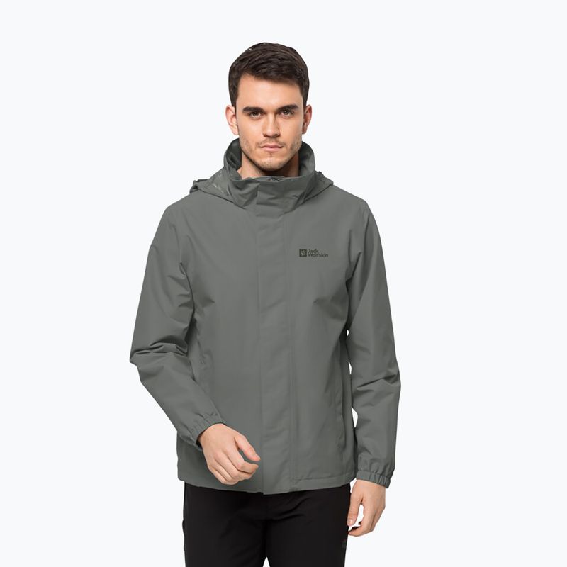 Giacca antipioggia Jack Wolfskin Stormy Point 2L verde geco da uomo