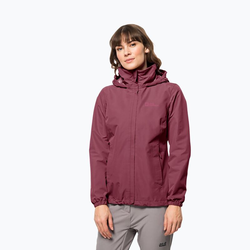 Jack Wolfskin Stormy Point 2L giacca antipioggia da donna rosso sangria