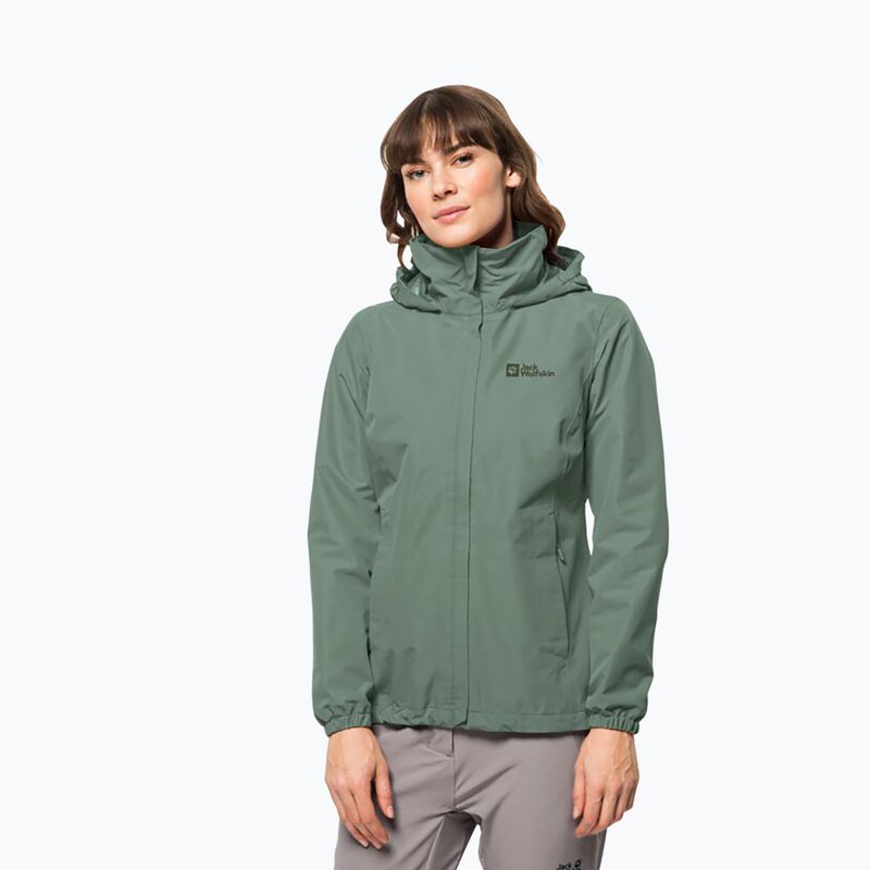 Jack Wolfskin Stormy Point 2L giacca antipioggia da donna verde picnic