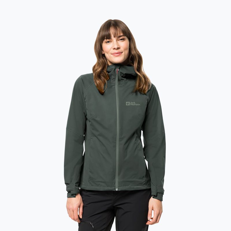 Giacca antipioggia Jack Wolfskin Highest Peak donna verde ardesia