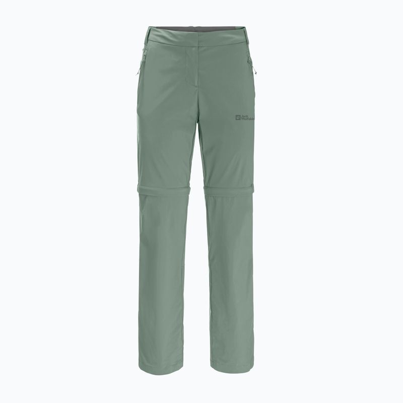 Pantaloni softshell da donna Jack Wolfskin Glastal Zip Off picnic verde 5