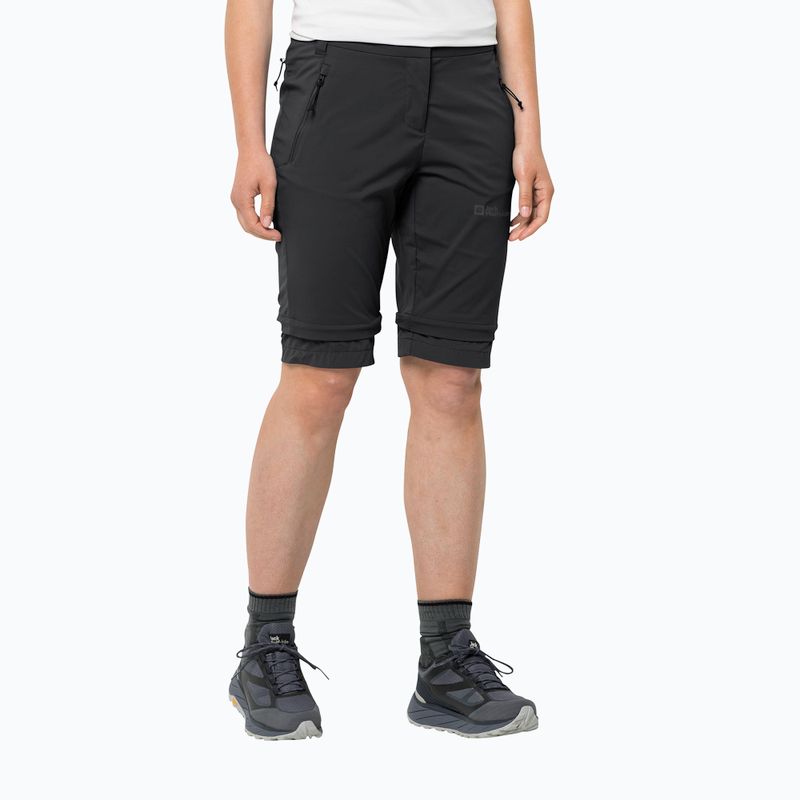 Pantaloni softshell da donna Jack Wolfskin Glastal Zip Off nero 3