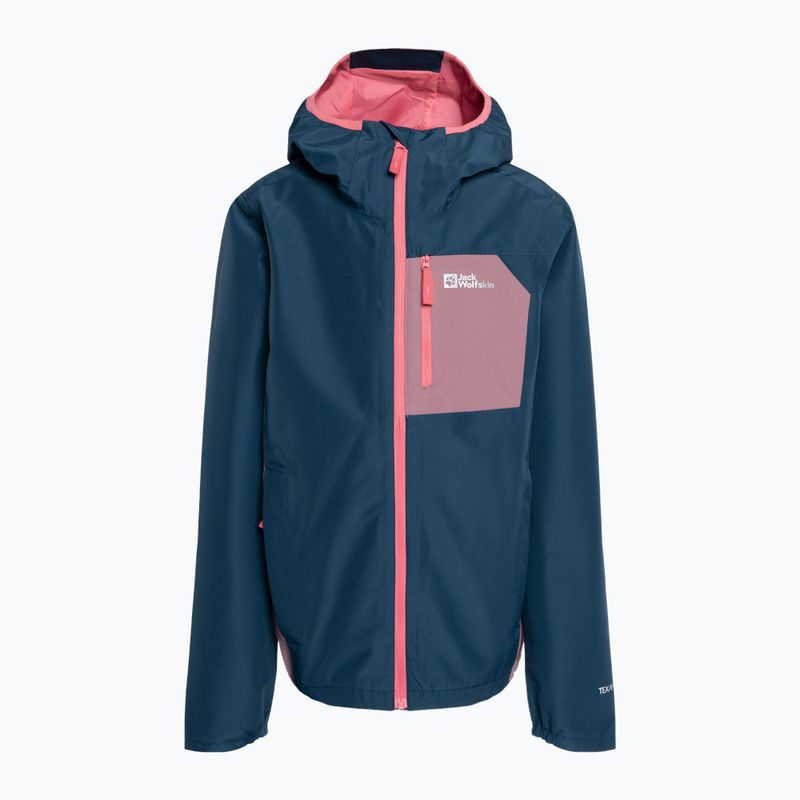 Jack Wolfskin Active Hike, giacca da pioggia per bambini blu scuro/viola