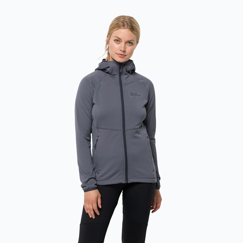 Giacca da trekking da donna Jack Wolfskin Kolbenberg con cappuccio FZ delfino