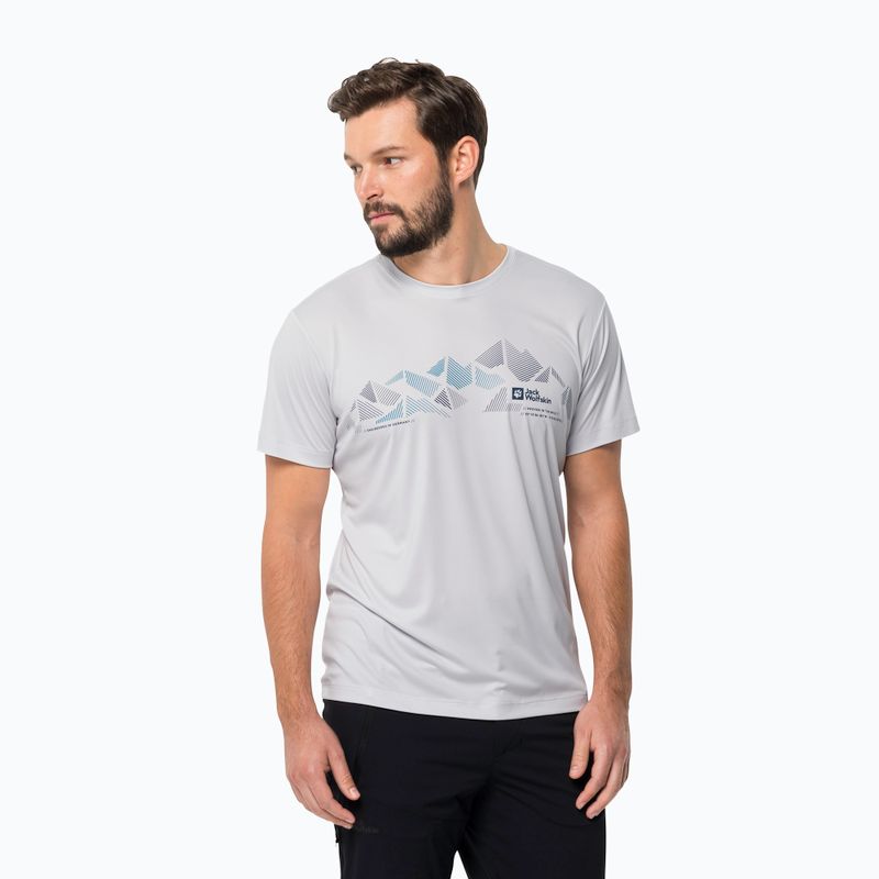 Maglietta da trekking Jack Wolfskin Peak Graphic da uomo, nuvola bianca