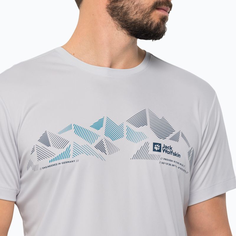 Maglietta da trekking Jack Wolfskin Peak Graphic da uomo, nuvola bianca 3