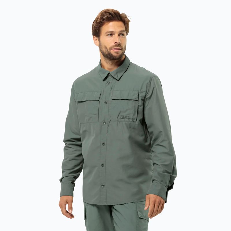 Camicia da trekking Jack Wolfskin Barrier L/S hedge verde uomo